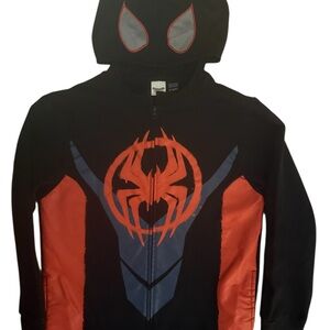 Spiderman Marvel Miles Zip up Kids Hoodie Mesh Eyes Iconic Logo SZ XL Pre- Lv